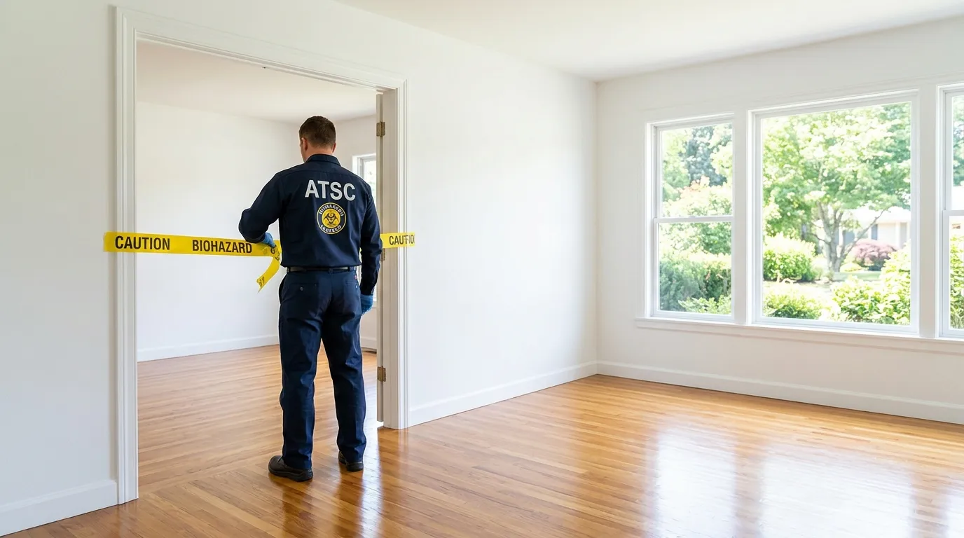 Certified biohazard cleanup crew performing Trauma Scene Cleanup in Brookhaven